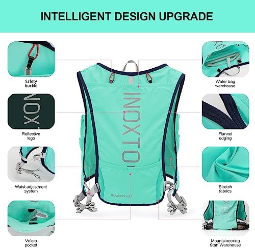 INOXTO Running Hydration Vest Backpack,Lightweight Insulated Pack with 1.5L Water Bladder Bag Daypack for Hiking Trail Running Cycling Race Marathon for Women Men
