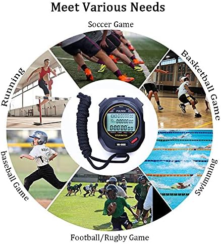 Stopwatch Timer Lap Split Digital Stopwatch with Clock Calendar Alarm, Large Display Stop Watch for Sports Kids Coaches Swimming Running