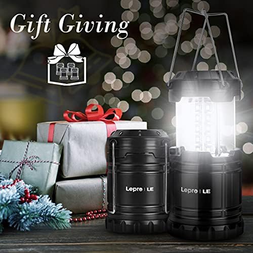 Lepro LED Camping Lanterns Battery Powered, Collapsible, IPX4 Water Resistant, Outdoor Portable Lights for Emergency, Hurricane, Storms and Outages