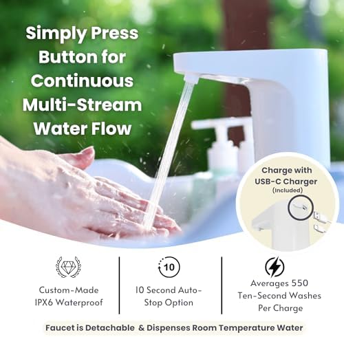 Enhanced Portable Sink: Patented Design, Electronic Faucet, 2-Gallon Capacity, Easy Setup, Instant Indoor & Outdoor Use - Ideal for Washing Dishes, Camping Hygiene, Gardening, Pottery & More