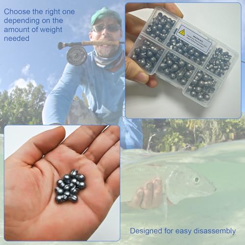 SANWEAL120PCS/200PCS Fishing Weights Sinkers - Premium Split ShotFishing Weights Sinkers - Round Removable Fishing Sinkers - 5/6 Sizes