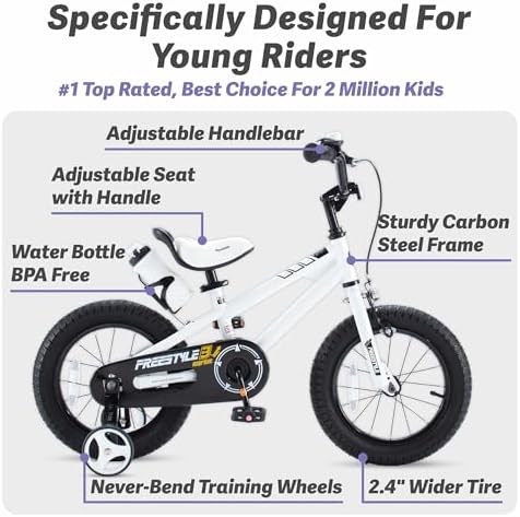 RoyalBaby Kids Bike EZ Freestyle Training Free Balance to Pedal Easy Learning Bicycle, 12-18 Inch for Toddlers to Big Kids
