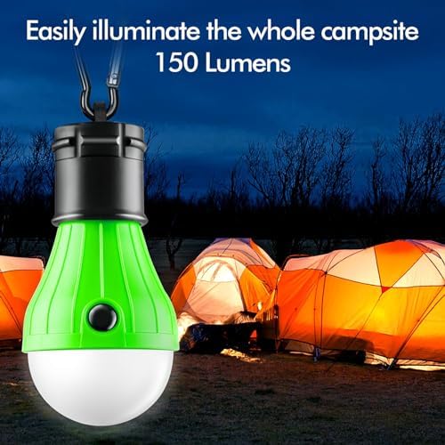 Tent Lamp 5 Packs Portable Tent Light Clip Hook Hurricane Emergency Lights LED Camping Light Bulb Camping Tent Lantern Equipment for Camping Hiking Backpacking Fishing Outage