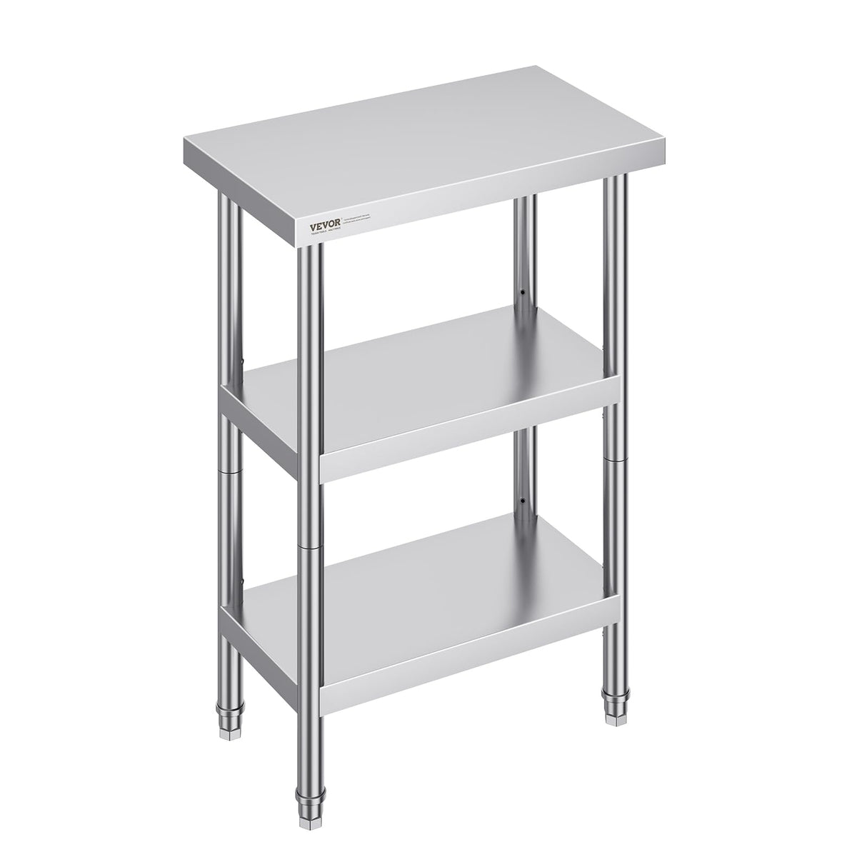 VEVOR Stainless Steel Food Prep Table, 14 x 24 x 34 Inch Commercial Food Prep Worktable Heavy Duty Prep Worktable, Metal Work Table with Adjustable Height for BBQ, Kitchen, Home, and Garage