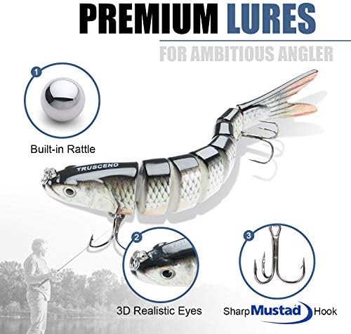 TRUSCEND Swimmax for Freshwater and Saltwater, Lifelike Fishing Lures for Bass Trout Crappie Walleye Pike Bluegill Salmon, Swimbait for Bass Fishing, Amazing Fishing Gear Gifts for Family Fishing