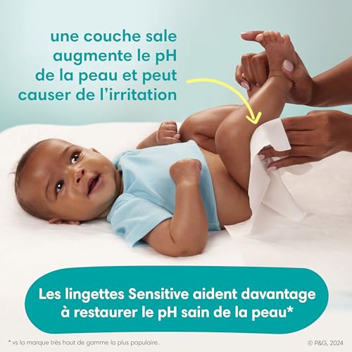 Pampers Baby Wipes, Sensitive, Water Based Wipe, Clinically Proven, Hypoallergenic, and Unscented for Babies, 1008 Wipes Total (12 Flip-Top Packs)