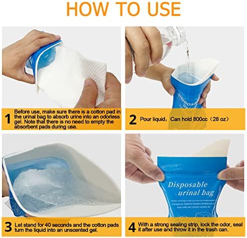 Disposable Emergency Urinal Bag, 8/12/20/24 Pack Portable Camping Pee Bags, Travel Pee Bags, Traffic Jam Emergency Portable Urine Bag, Vomit Bags, for Men Women Kids Children Patient