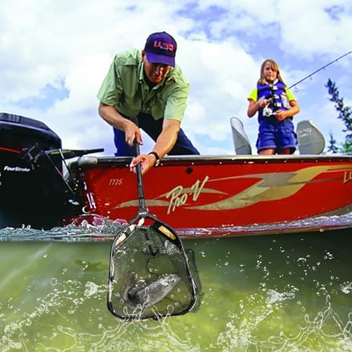 PLUSINNO Floating Fishing Net for Steelhead, Salmon, Fly, Kayak, Catfish, Bass, Trout Fishing, Rubber Coated Landing Net for Easy Catch & Release, Compact & Foldable for Easy Transportation & Storage
