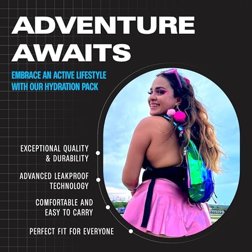 Sojourner Rave Hydration Pack - Hydration Backpack - Hydropack with 2L Bladder - Water Backpack for Festivals, Hiking, Running, Biking and More