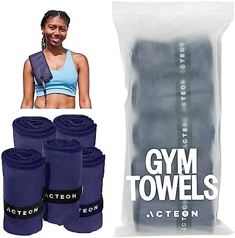 Acteon Microfiber Quick Dry Gym Towel, Silver ION Odor-Free Mega Absorbent Fiber, Fast Drying, Men & Women Workout Towels for Body Sweat, Beach Camping, Travel