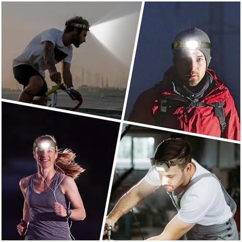 EverBrite Rechargeable Headlamp - 350 Lumens Head Lamp for Adults, 7 Modes with White/Red/Green Light, 30°Adjustable LED Headlight for Camping, Running, Hunting, and Hiking