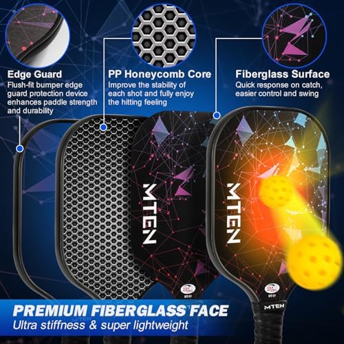 Pickleball Paddles, USAPA Approved Fiberglass Surface Pickleball Set with Pickleball Rackets, Pickleball Paddles Set for Men Women