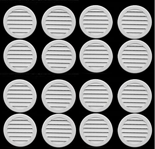 3" Round Plastic Louver Soffit Air Vent Reptile Screen Grille Cover (16, White)