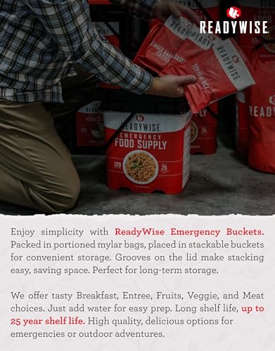 READYWISE - Ready Grab Bag, 60 Servings, Emergency Food Supply, MRE, Freeze Dried Survival Food, Meal Essentials for Camping, Hiking, & Emergencies, Individually Packaged, up to 25 year shelf life