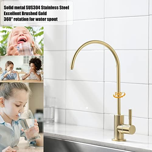 Havin Gold Drinking Water Faucet,Brushed Gold Reverse Osmosis Faucet,Water Filter Faucet for Kitchen Sink Use,Beverage Faucet,Lead-Free Stainless Steel(Brushed Gold)