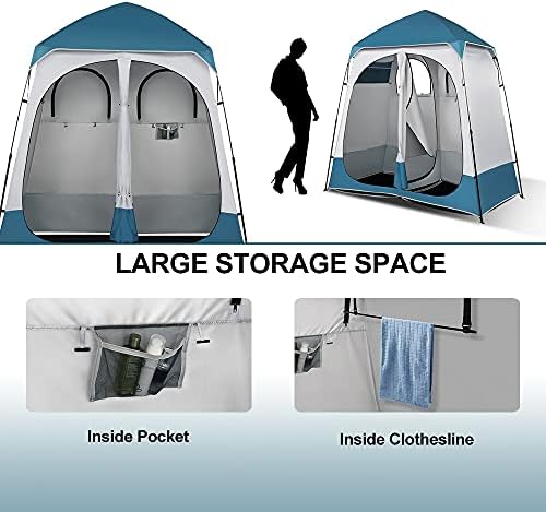 VINGLI 2 Room Shower Tent, 7.5 FT Instant Pop Up Shelter with Carrying Bag, Privacy Changing Room Tent,Perfect for Portable Toilet, Camping, Dressing, Outdoor Indoor, Easy Set Up
