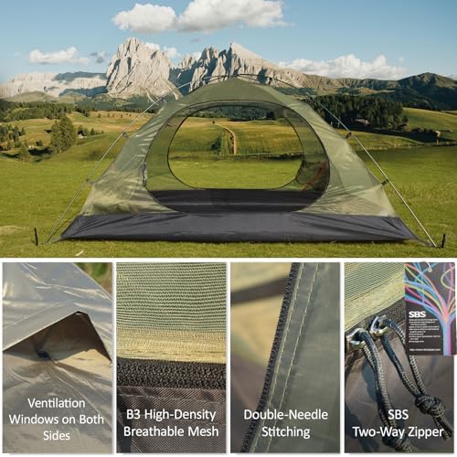 Backpacking Tent for Camping 2/3/4 Person Hiking Ultralight Tent for Waterproof Windproof Outdoor Tents Easy Setup Two Doors Double Layer Lightweight Instant Tents