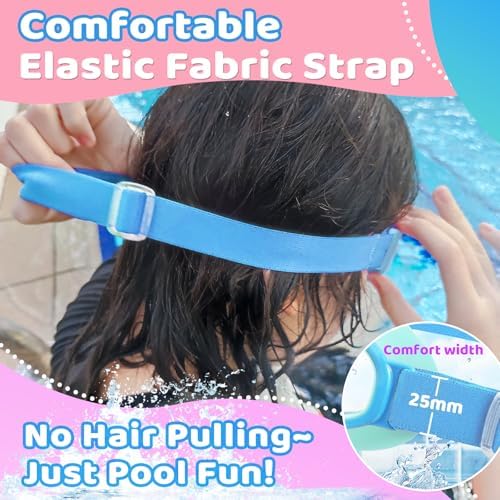 Vvinca Kids Goggles with Comfort Fabric Strap, Kids Swim Goggles Wide View Anti-Fog/UV No Leaking Swimming Goggles for 3-14