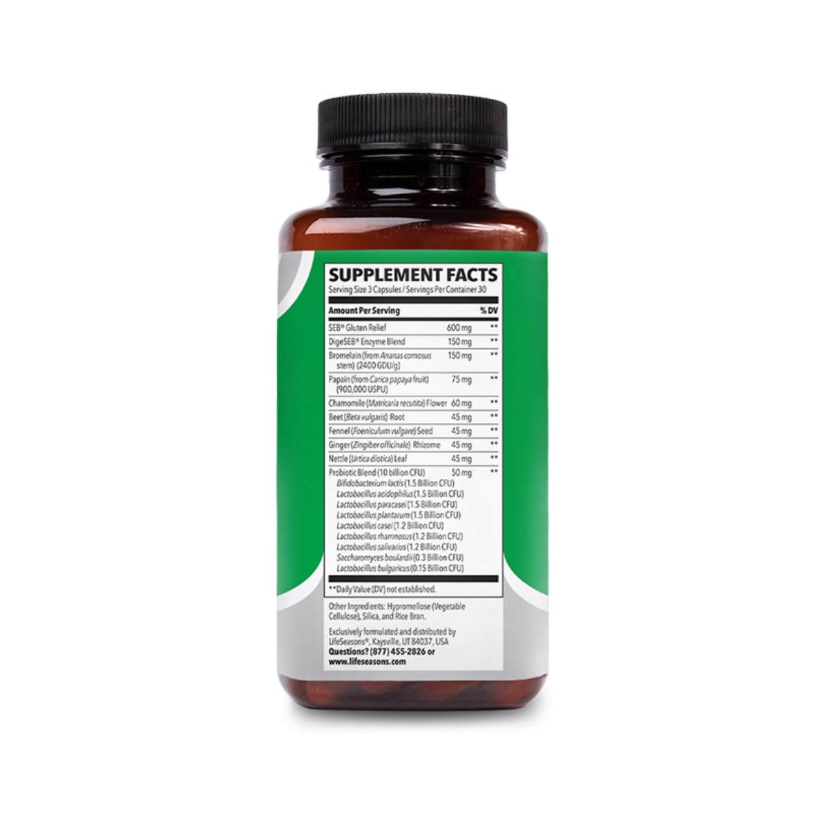LifeSeasons - Digestivi-T - Digestive Enzymes & Probiotic Supplement - Supports Gut Microbiome & Healthy Immune Function - Relieves Bloating & Digestion Discomfort - Beneficial Bacteria - 90 Capsules