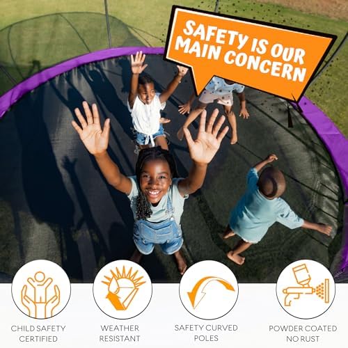 JUMPZYLLA Trampoline Outdoor 8FT 10FT 12FT 14FT 15FT 16FT with Enclosure and Ladder, ASTM Approved Recreational Trampoline for Kids and Adults, Anti-Rust Coated Frame