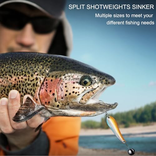 SANWEAL120PCS/200PCS Fishing Weights Sinkers - Premium Split ShotFishing Weights Sinkers - Round Removable Fishing Sinkers - 5/6 Sizes