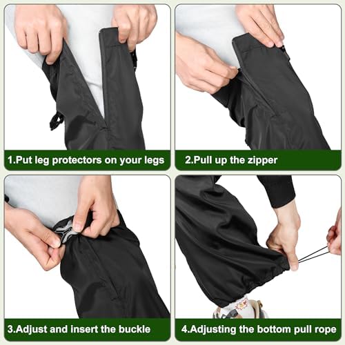 Adnee 2 PCS Lawn Care Leg Gaiters-Weed Eating Leg Protectors-Garden Trimming Leg Chaps-Adjustable Leg Guards for Garden and Farm Working, Black