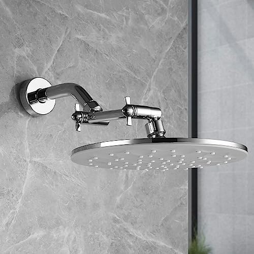 Shower Head Extension Arm, Anti-Leak Solid Brass Adjustable Extender for Rain & Handheld Shower Head, G1/2 Universal Connector (5 Inch, Chrome)