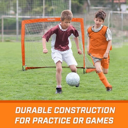 GoSports Portable Soccer Goals for Kids - 13 Color Options - Choose 4 x 3 ft or 6 x 4 ft - Team Tone Pop Up Nets for Backyard