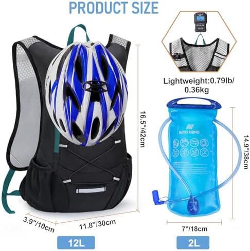 Lightweight Hydration Backpack, Running Backpack with 2L Water Bladder, Hydro Water Daypack for Cycling Hiking Rave for Men Women