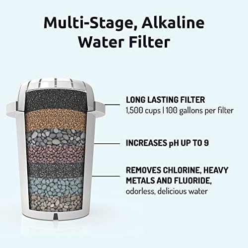 PH001 - Black Alkaline Water Filter – Replacement Filters for All Invigorated Water Pitcher & Dispenser Filtration Systems – BPA-Free, Removes Chlorine, Heavy Metals – 95 Gallons per Filter (3-Pack)