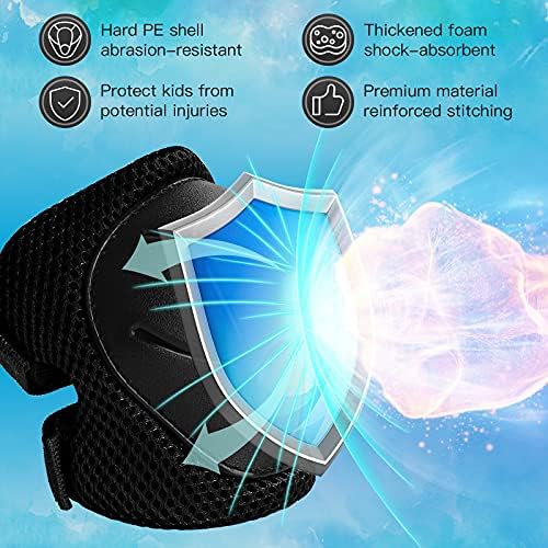 Kids Protective Gear Set Knee Pads for Kids 3-14 Years Toddler Knee and Elbow Pads with Wrist Guards 3 in 1 for Skating Cycling Bike Rollerblading Scooter