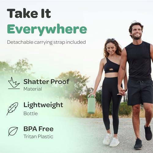 Hydracy Water Bottle with Time Marker -Large BPA Free Water Bottle & No Sweat Sleeve -Leak Proof Gym Bottle with Fruit Infuser Strainer & Times to Drink -Ideal for Fitness Sports & Outdoors