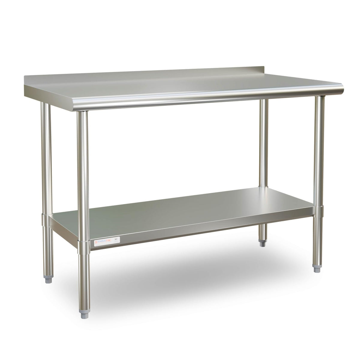 STABLEINK NSF Stainless Steel Prep & Work Table 24 x 48 Inches 4ft Heavy Duty Metal Table with Backsplash and Undershelf for Commercial Kitchen, Restaurant, Hotel, Laundry and Garage