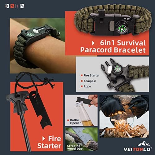 VEITORLD Gifts for Men Him Husband Dad Fathers Day - Survival Gear and Equipment 12 in 1, Survival Kits - Cool Fishing Hunting Camping Anniversary Birthday Gifts for Man Teen Boy Boyfriend Women
