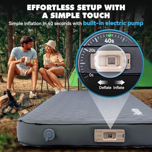Hikenture 4" Thick Self Inflating Sleeping Pad with Electric Pump, Foam & Air Camping Mattress, 9.5 R-Value Insulated Sleeping Mat, Portable All Season Camping Pad for Tent, Car, Cot