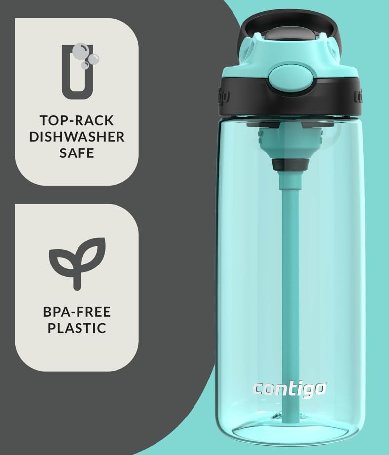 Contigo Aubrey Leak-Proof Spill-Proof Water Bottle 20oz. 2 Pack Jade/Licorice & Juniper/Jade