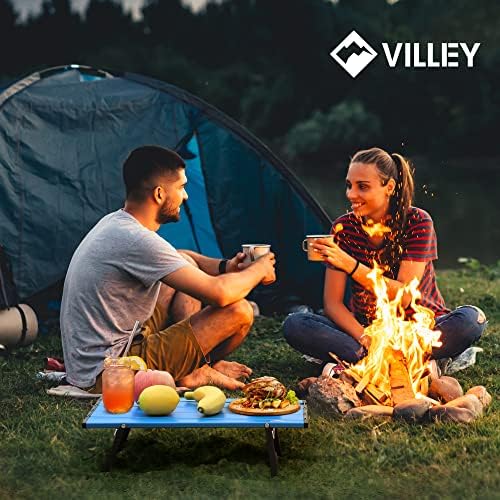 VILLEY Portable Mini Folding Beach Table, Ultralight Aluminum Side Table with Carry Bag for Camping, Picnics, and Outdoor Activities