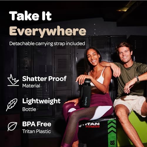 Hydracy Water Bottle with Time Marker -Large BPA Free Water Bottle & No Sweat Sleeve -Leak Proof Gym Bottle with Fruit Infuser Strainer & Times to Drink -Ideal for Fitness Sports & Outdoors