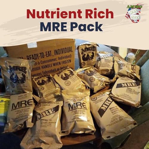 U.S. Military Meals Ready to Eat (12 Packs) - Flameless Heaters, Freeze Dried Meals w/Entree, Side Dishes, & More - MRE Packs for Emergency Survival, Hunting, & More - Inspection Date 2025 or Better