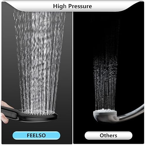 FEELSO Filtered Shower Head with Handheld, High Pressure 3 Spray Mode Showerhead with 15 Stage Water Softener Filters Beads for Hard Water - Remove Chlorine - Reduces Dry Itchy Skin, Matte Black