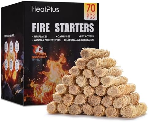 Fire Starter -70 Pcs Fire Starters for Campfires, Fireplace, Grill, Wood & Pellet Stove, Fire Pit, BBQ, Survival, ooni Pizza Ovens, Water Resistant and Odorless Safe for Indoor/Outdoor Use
