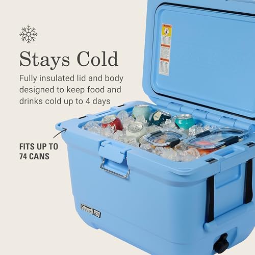 Coleman Pro 45qt Ultra-Light Premium Hard Cooler, Extra-Thick Insulation Keeps Ice up to 4 Days, 74-Can Capacity