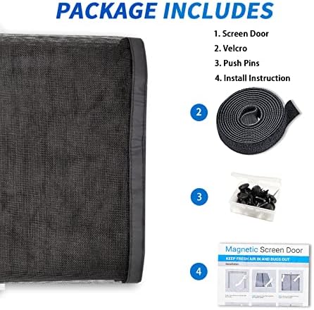 Garage Door Screen For 2 Car 16x7FT, Magnetic Screen Garage with Retractable Fiberglass Mesh and Heavy Duty Weighted Bottom, Easy Assembly & Pass, Hands Free Screen Door w/ 36 Magnets for Garage/Patio