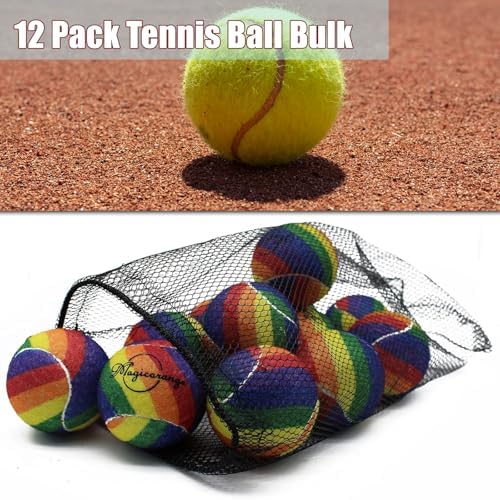 Magicorange Tennis Balls, 12 Pack Advanced Training Tennis Balls Practice Balls, Come with Mesh Bag for Easy Transport, Good for Beginner Training Ball