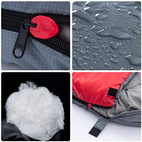 BISINNA Sleeping Bag with Pillow - 4 Season Backpacking Sleeping Bag Lightweight Waterproof Warm and Washable for Adults, Kids, Women, Men's Outdoors Camping, Hiking, Mountaineering