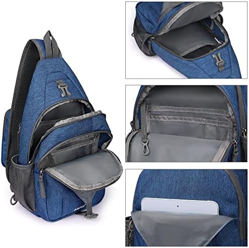 G4Free Sling Bag RFID Blocking Sling Backpack Crossbody Chest Bag Daypack for Hiking Travel(Dark Blue)