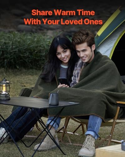 VEVOR Wool Camping Blanket, Large Warm Stadium Blanket, Flame Retardant, Great for Outdoors, Picnics, Hiking, Sports Events, Travel, Car & Bushcraft Survival Kits, 64" x 88", Army Green Wool Blankets