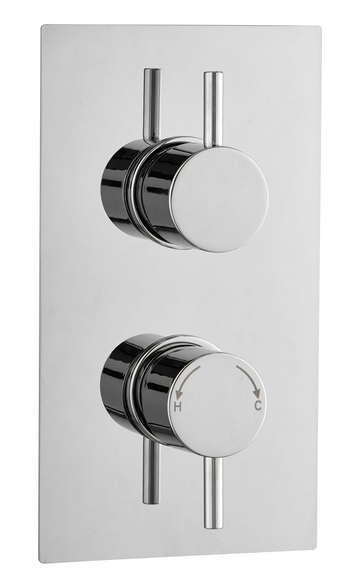 Valla Single Shower Thermostatic Valve | Concealed Round Controls | Chrome Plate | Single Outlet