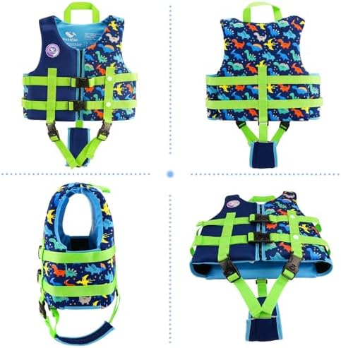 Pottwal Swim Vest for Kids - Swim Jacket for 1-2 Years (24-33LBS) - Buoyancy Aid Made of Neoprene & EPE - with Adjustable Crotch Strap