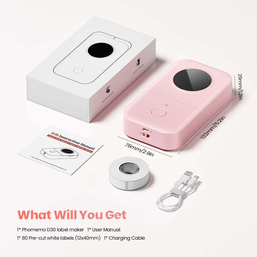 Phomemo Label Maker, Bluetooth Mini Portable Label Printer for Home School
